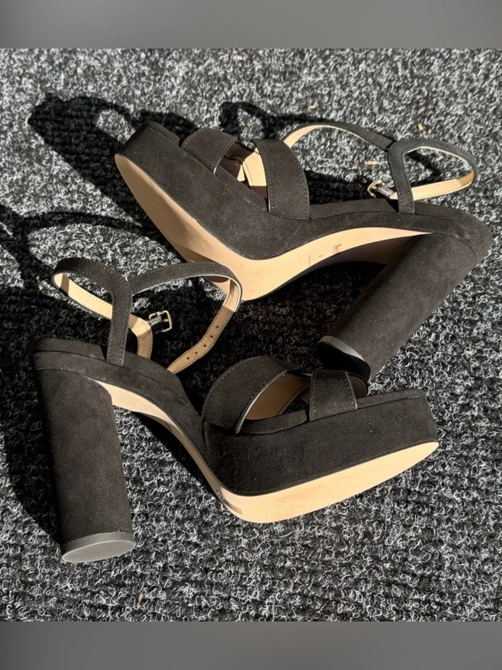 Coach Talina Suede Black Platform Sandals